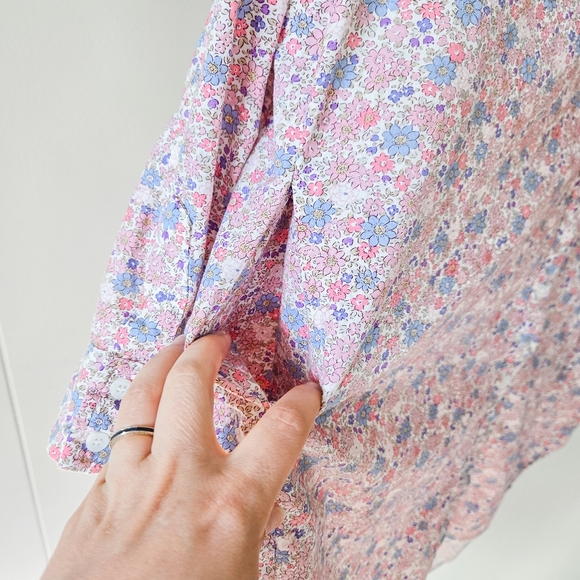 CJLA Barbara Floral Button Up Shirt Dress Pink and Blue Size Large Button Mini - Picture 11 of 13